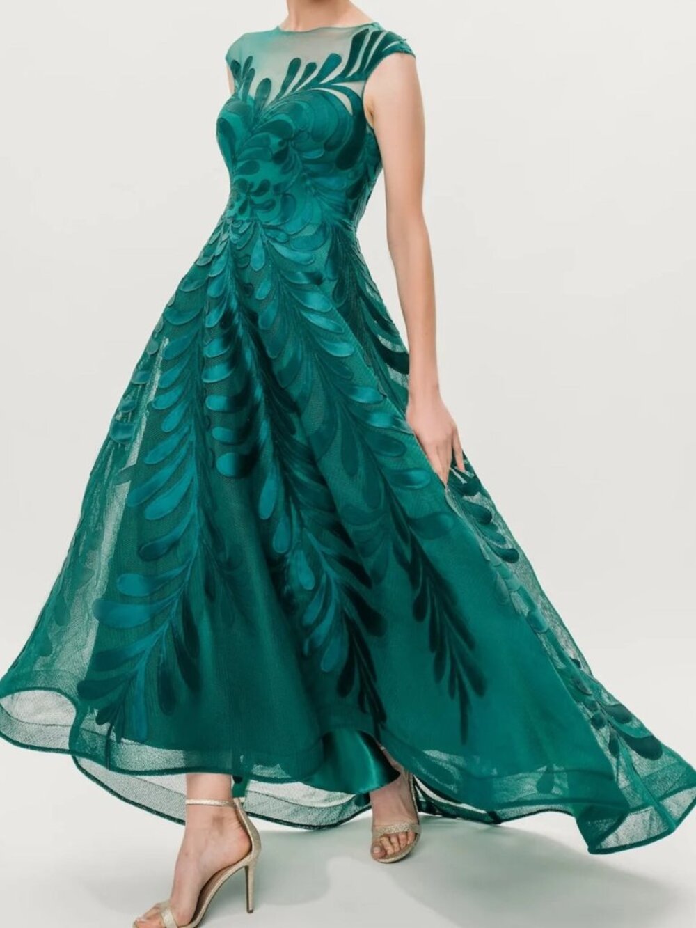 NWT Hynes Park M343 Floral Embroidered Evening Dress Juniper size 10
